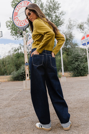 Tiana Barrel Jeans in Dark Wash