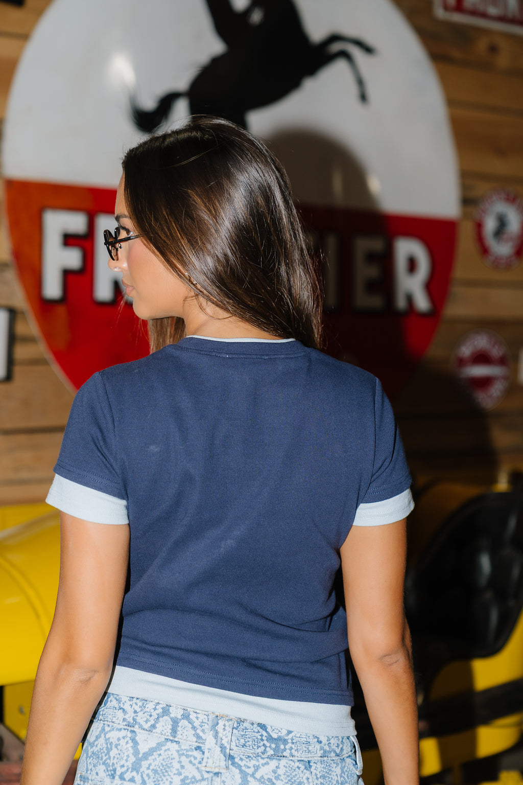 Kylena Double Layer Top in Navy