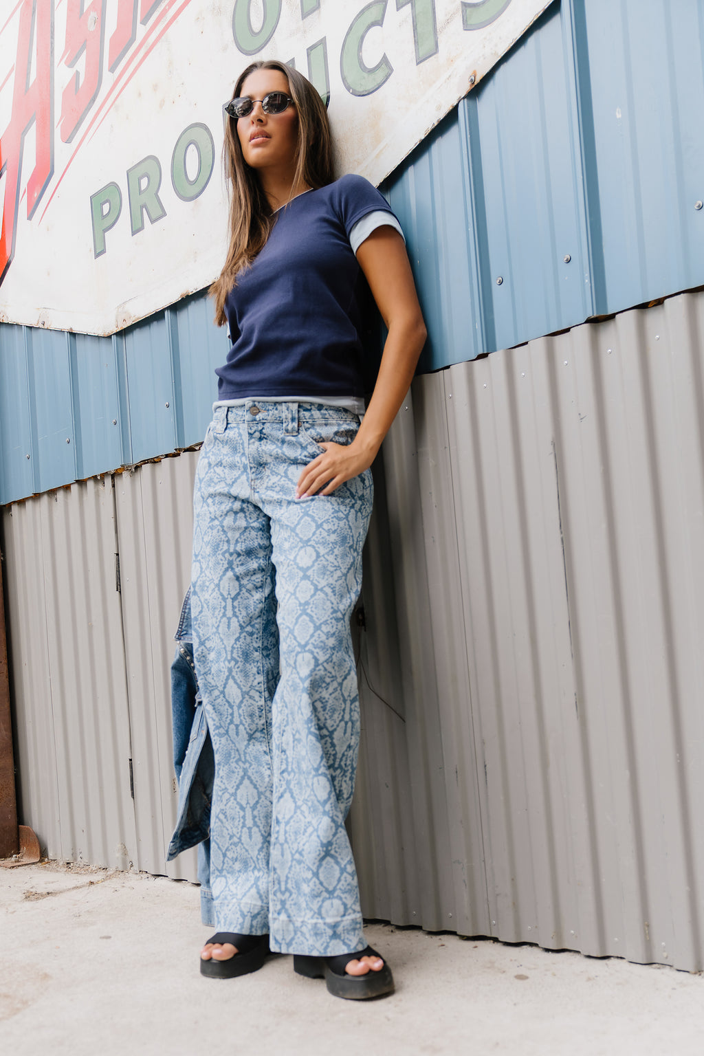 Kylena Double Layer Top in Navy