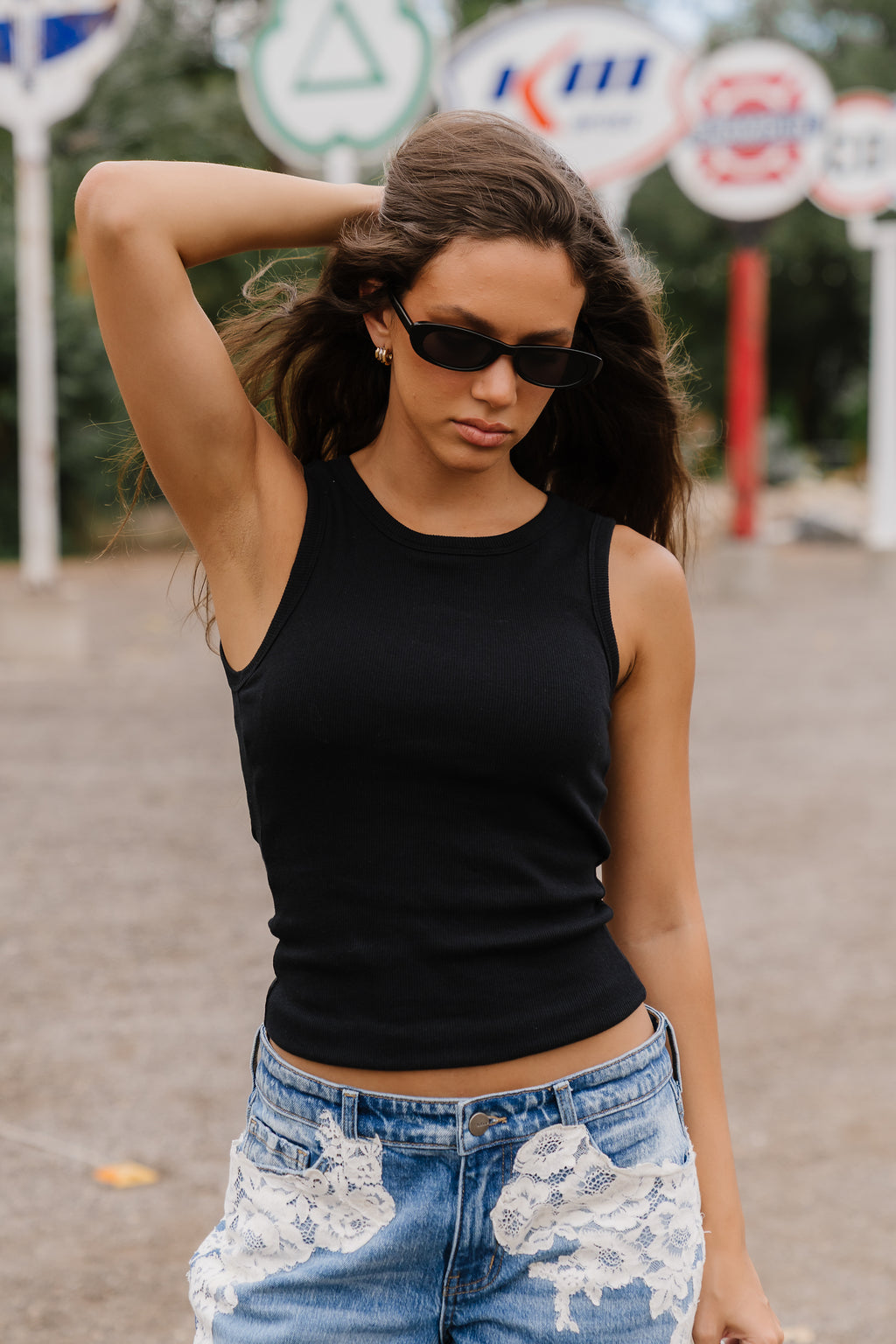 Jax Ribbed Tank in Black