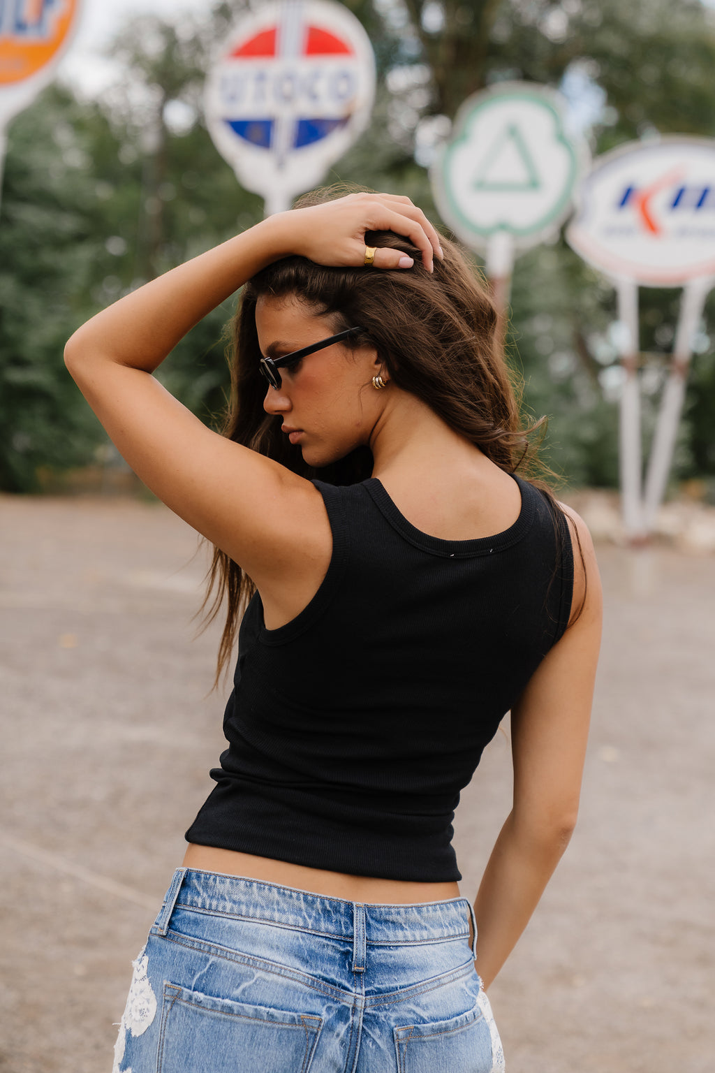 Jax Ribbed Tank in Black