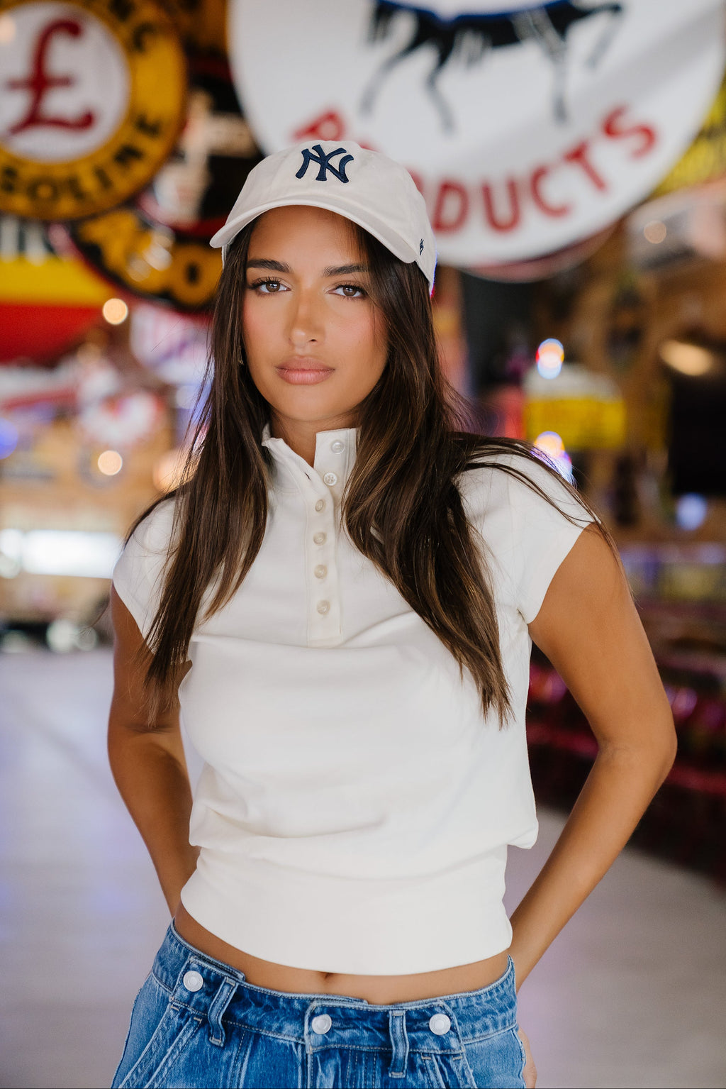 Miriam Mock Neck Top in Ivory