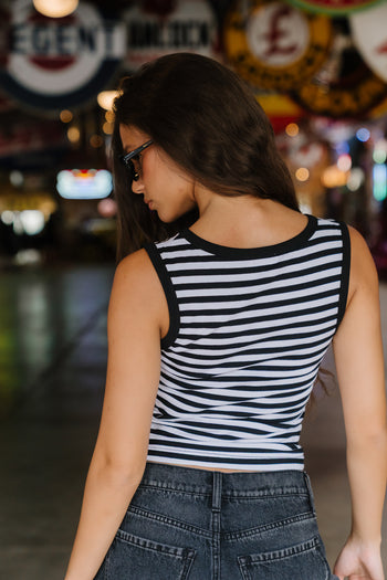Kylen Striped Tank Top in Black
