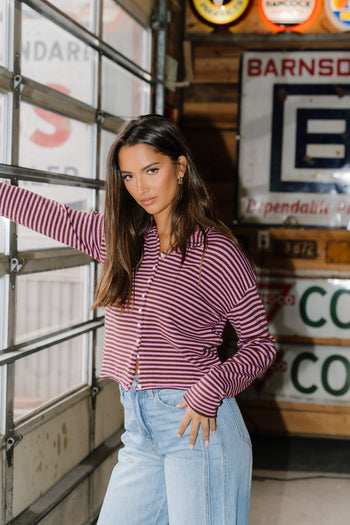 Julianne Striped Cardigan in Pink