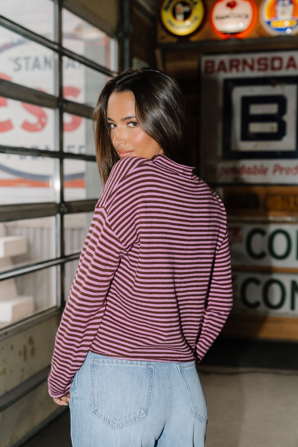 Julianne Striped Cardigan in Pink