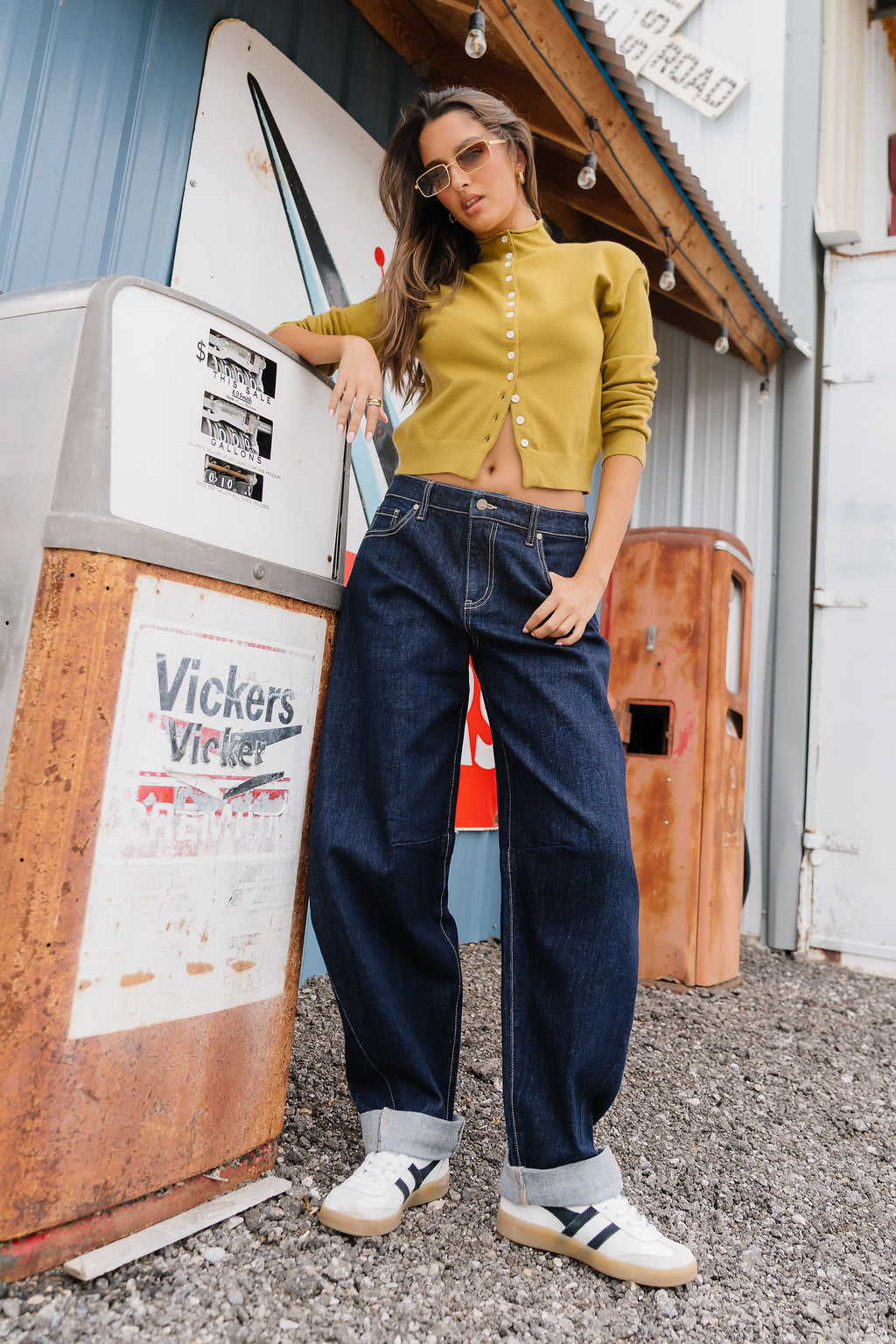 Maya Button Up Sweater in Chartreuse