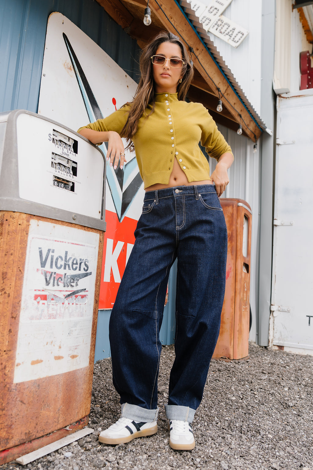 Maya Button Up Sweater in Chartreuse