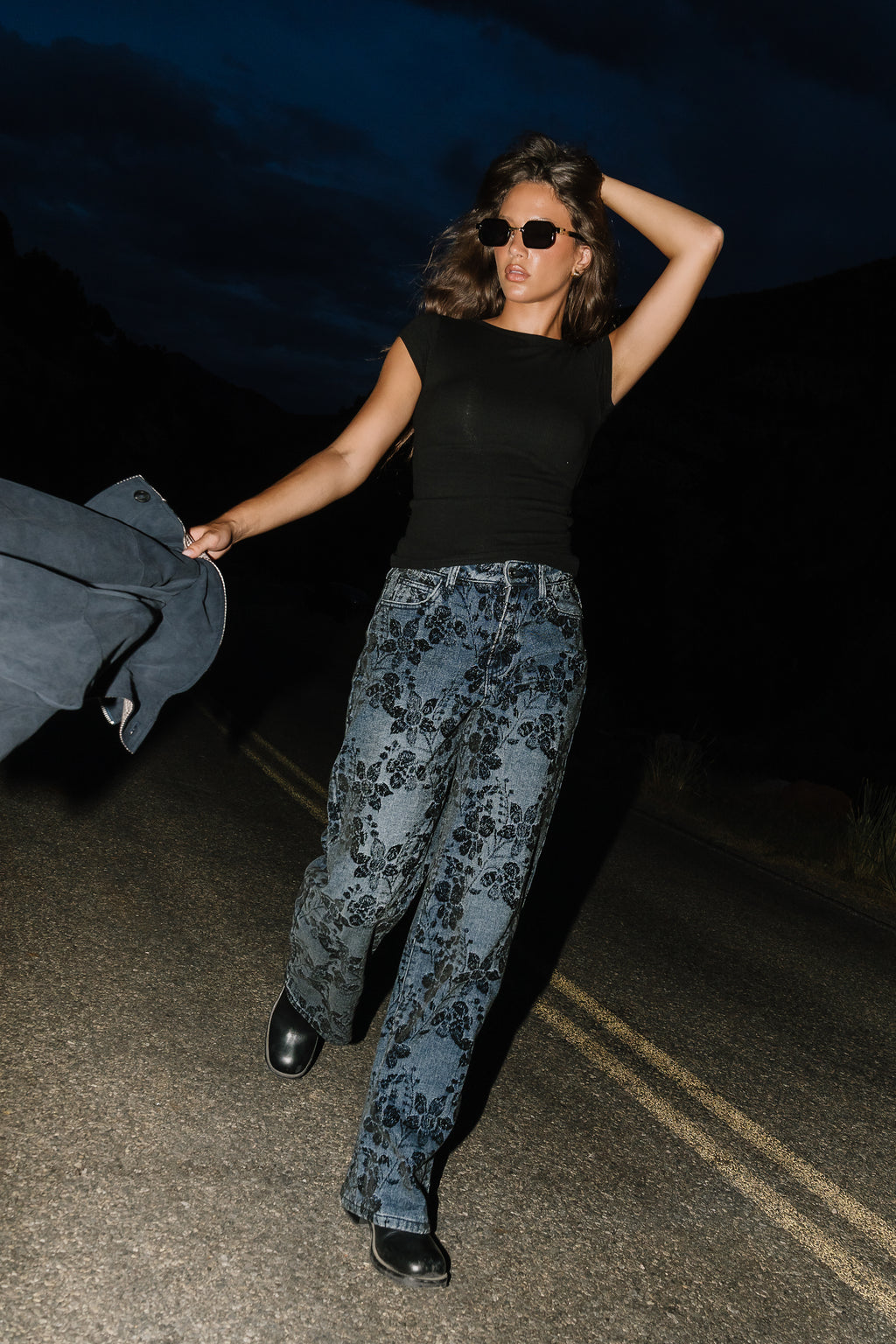Tiffany Ribbed Tee in Black