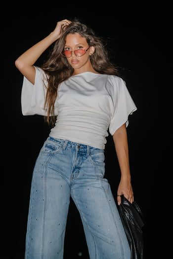 Jaida Ruched Top in Ivory