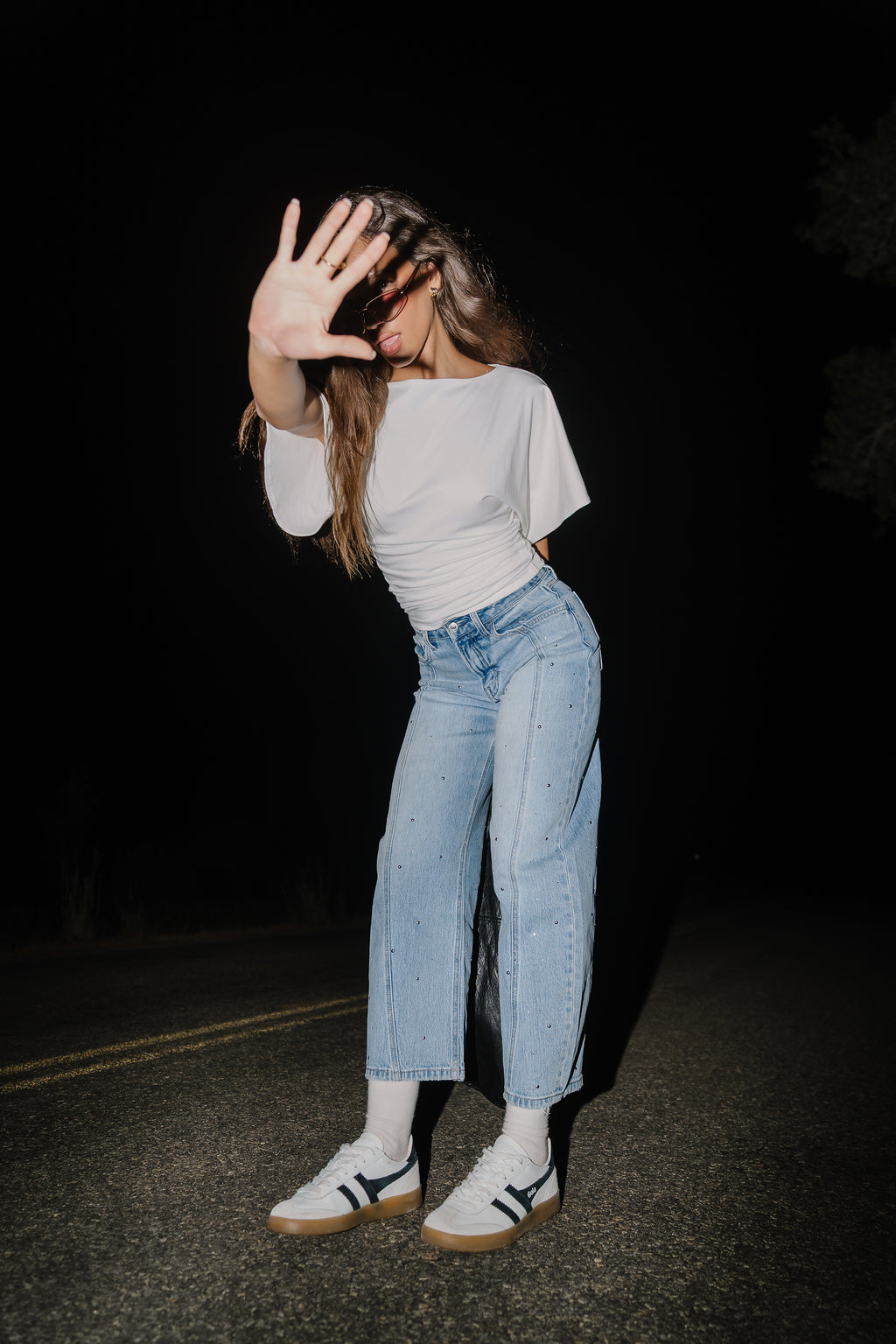Kessie Rhinestone Barrel Jeans