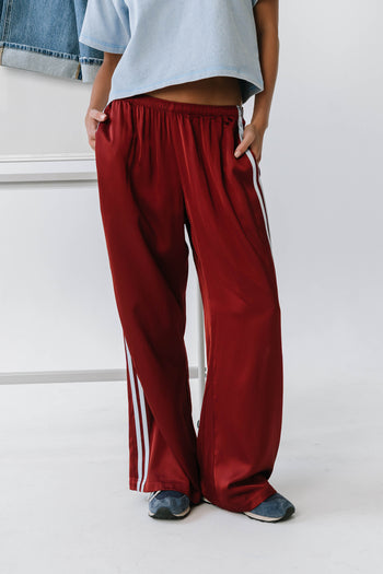 Lola Satin Track Pants in Red