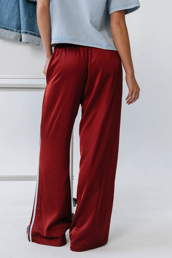 Lola Satin Track Pants in Red