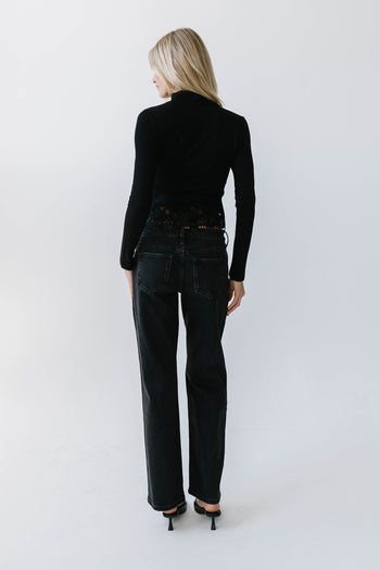 Kesley Lace Mock Neck Top in Black