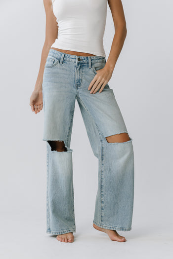 Martha Mid Rise Distressed Wide Leg Jeans