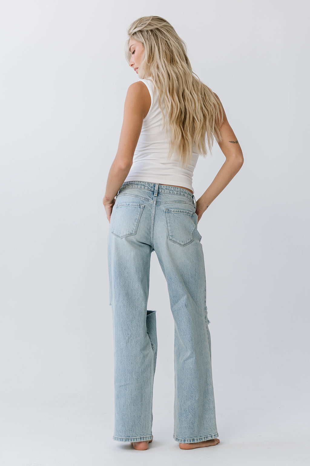 Martha Mid Rise Distressed Wide Leg Jeans