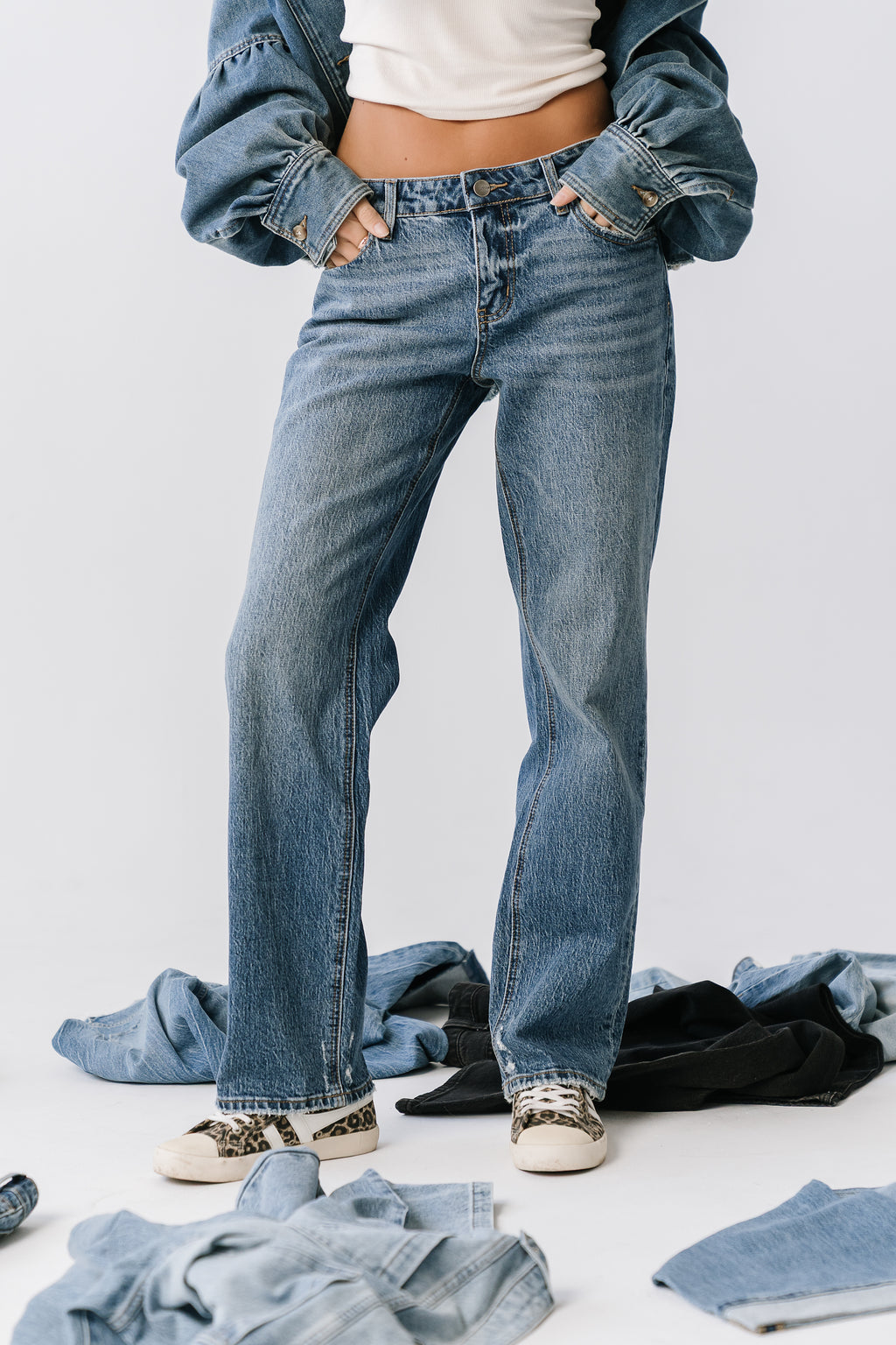 Carolina Mid Rise Straight Leg Jeans