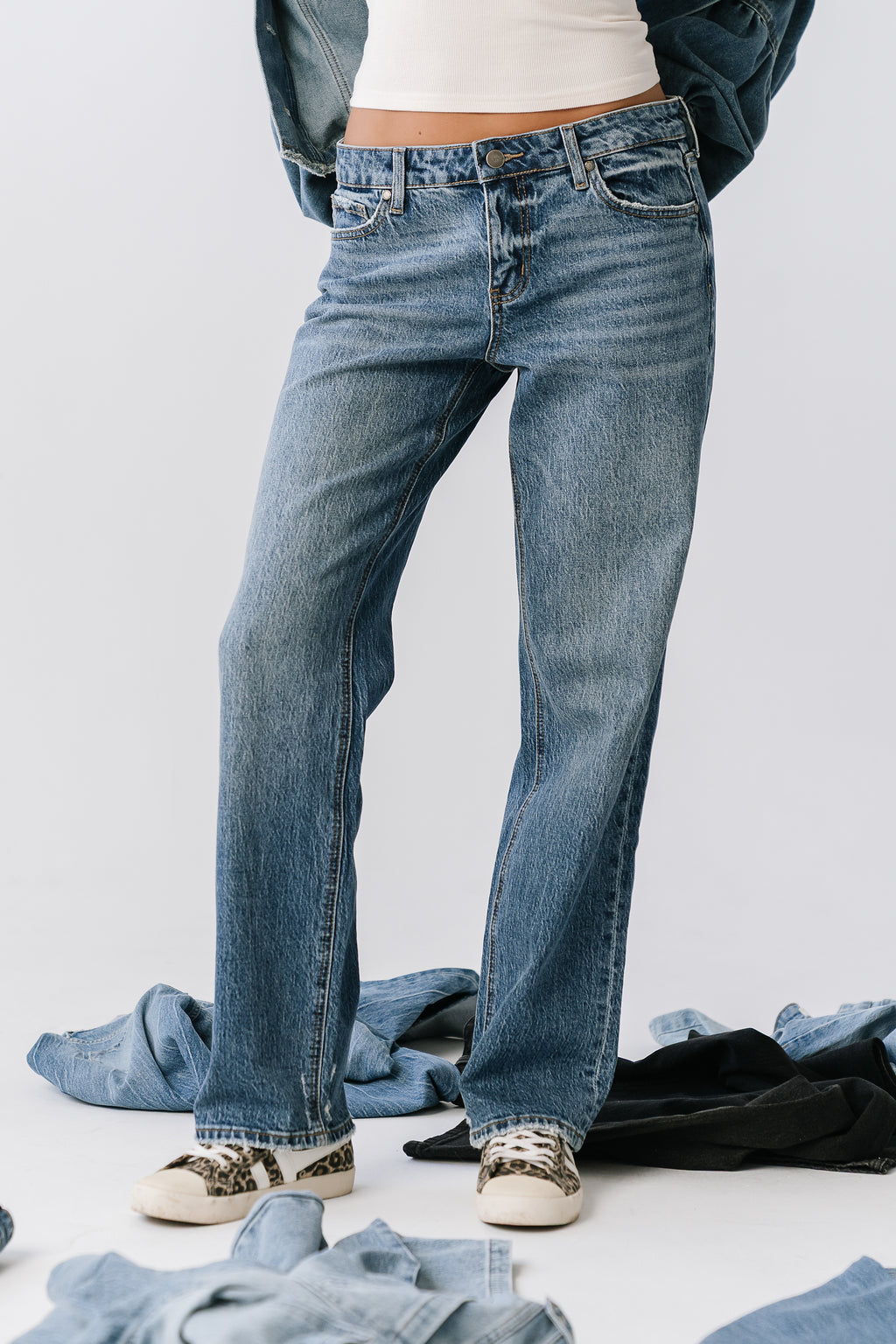 Carolina Mid Rise Straight Leg Jeans