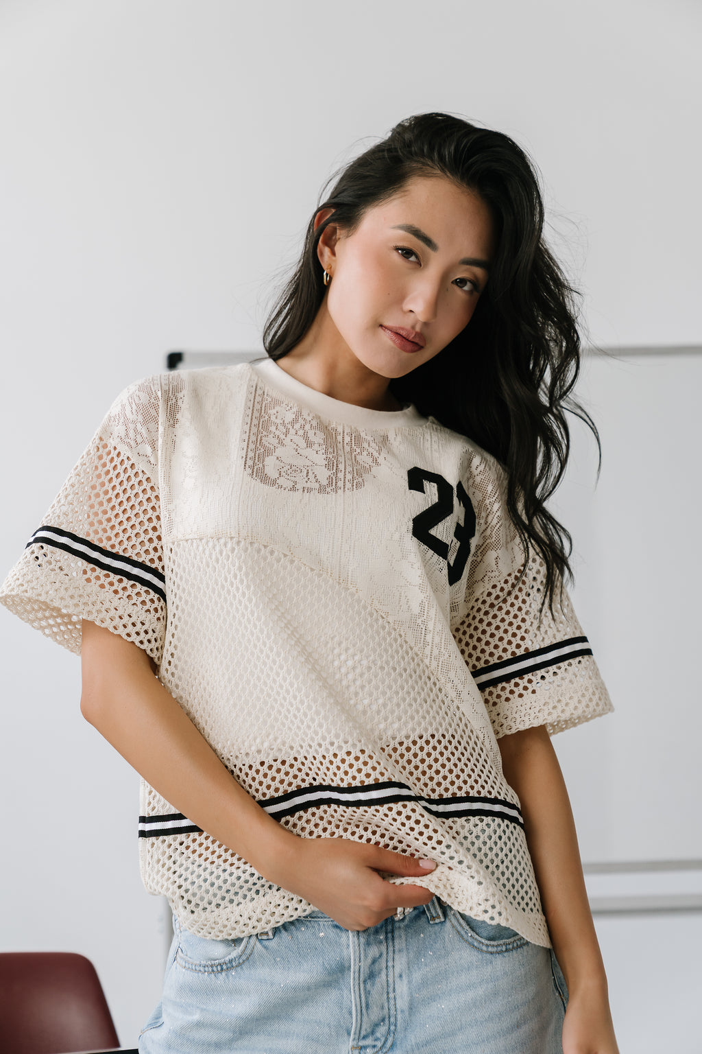 Tyra Crochet Jersey Top