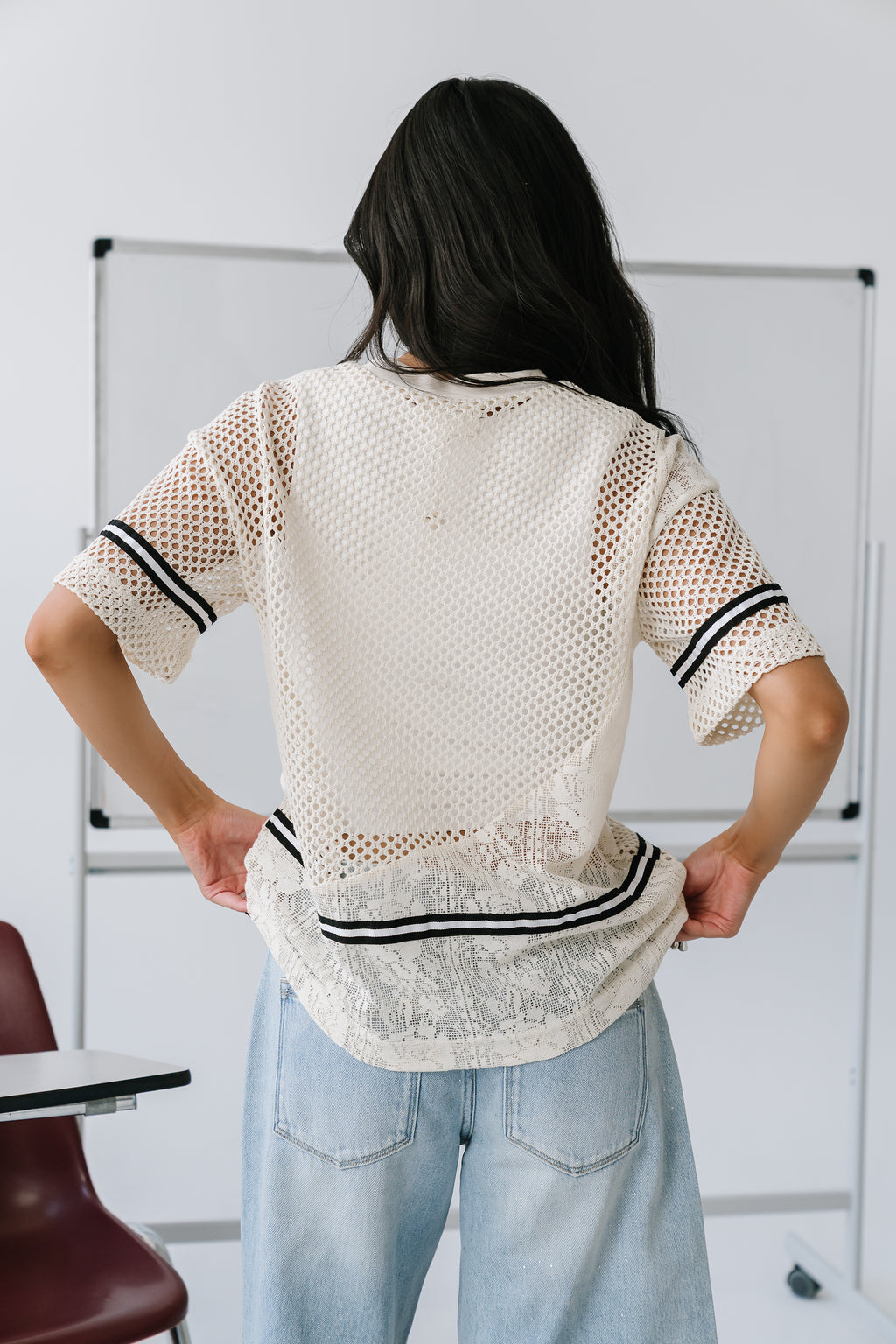 Tyra Crochet Jersey Top