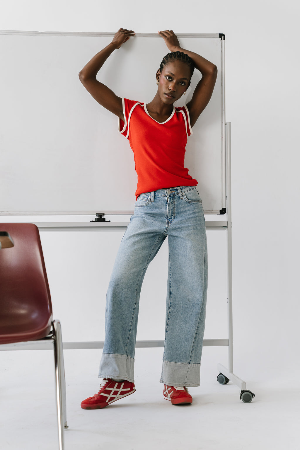 Jessi Contrast Top in Red