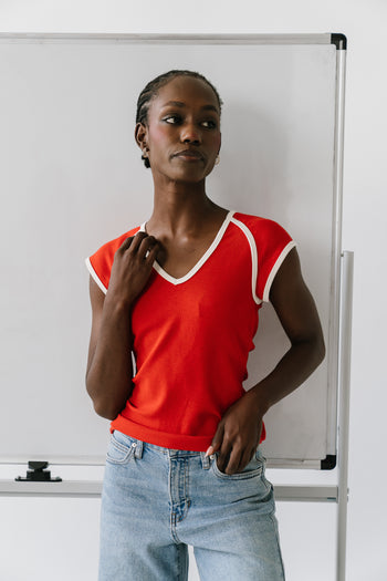 Jessi Contrast Top in Red