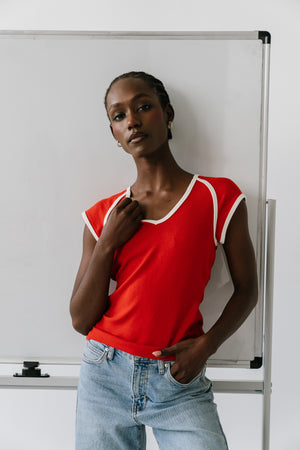 Jessi Contrast Top in Red