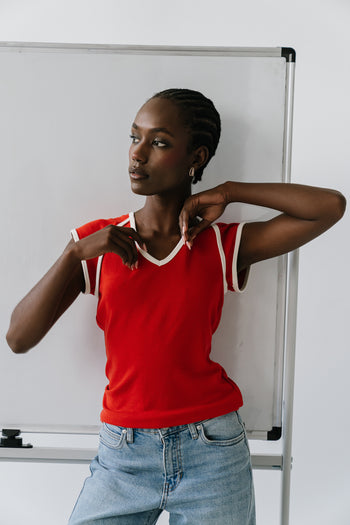 Jessi Contrast Top in Red