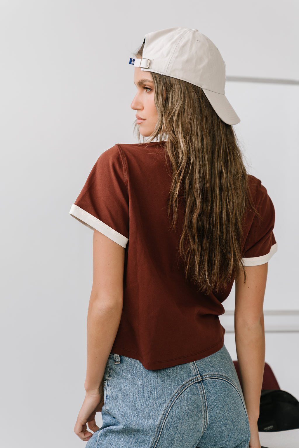 Chelsea Contrast Tee in Brown