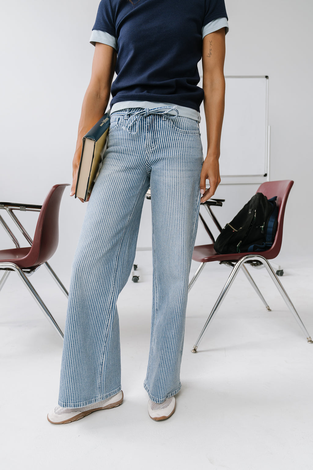 Abigail Striped Wide Leg Jeans