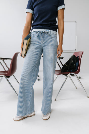 Abigail Striped Wide Leg Jeans