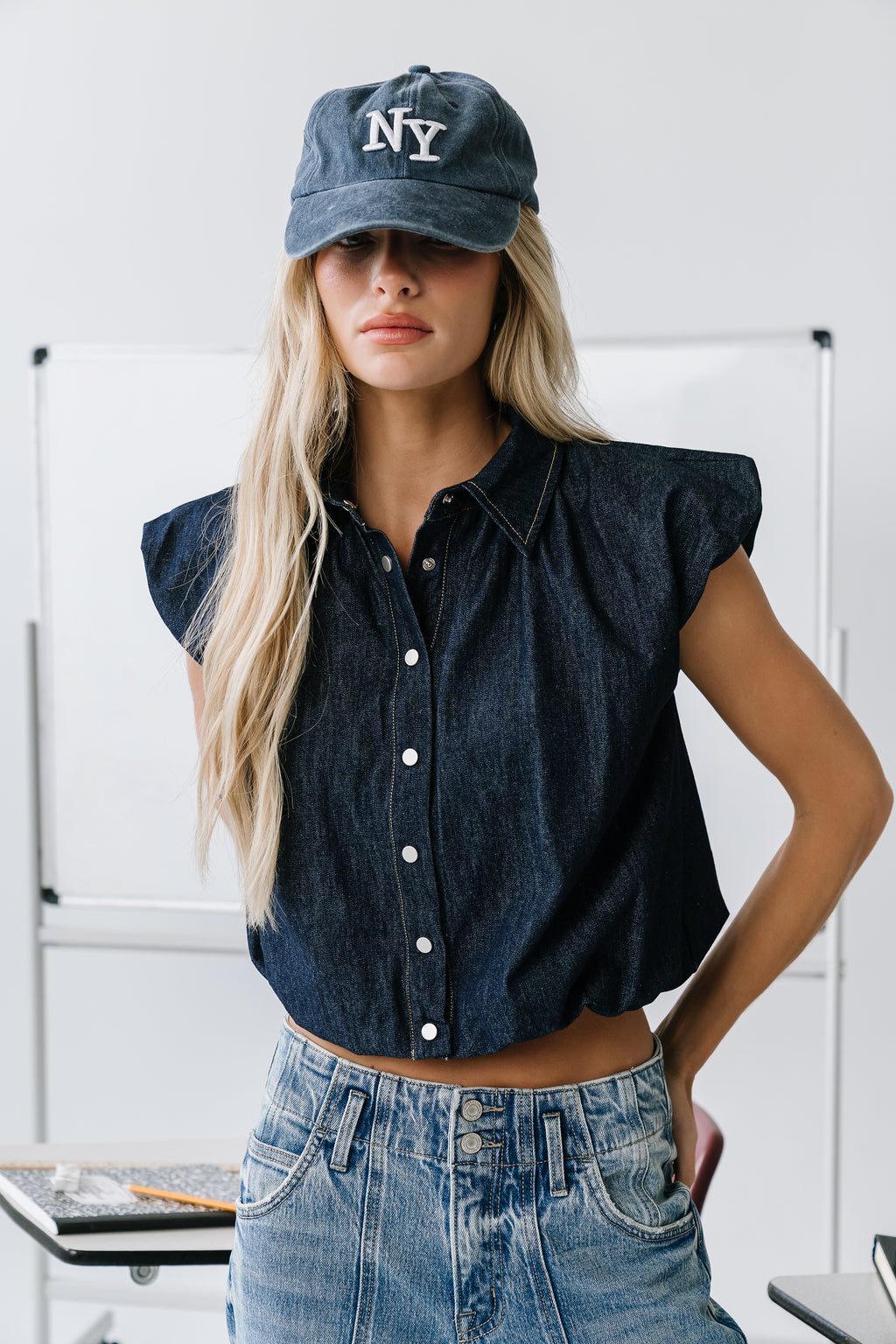 Karlie Denim Bubble Top