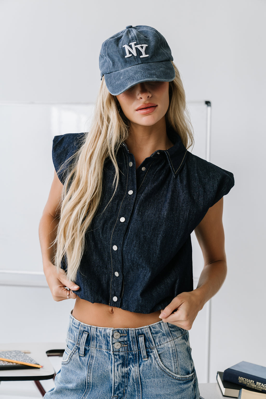 Karlie Denim Bubble Top