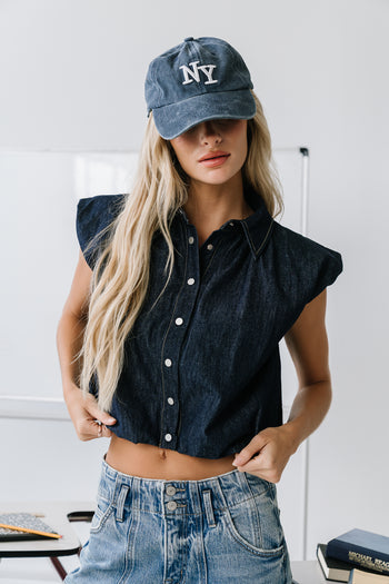 Karlie Denim Bubble Top