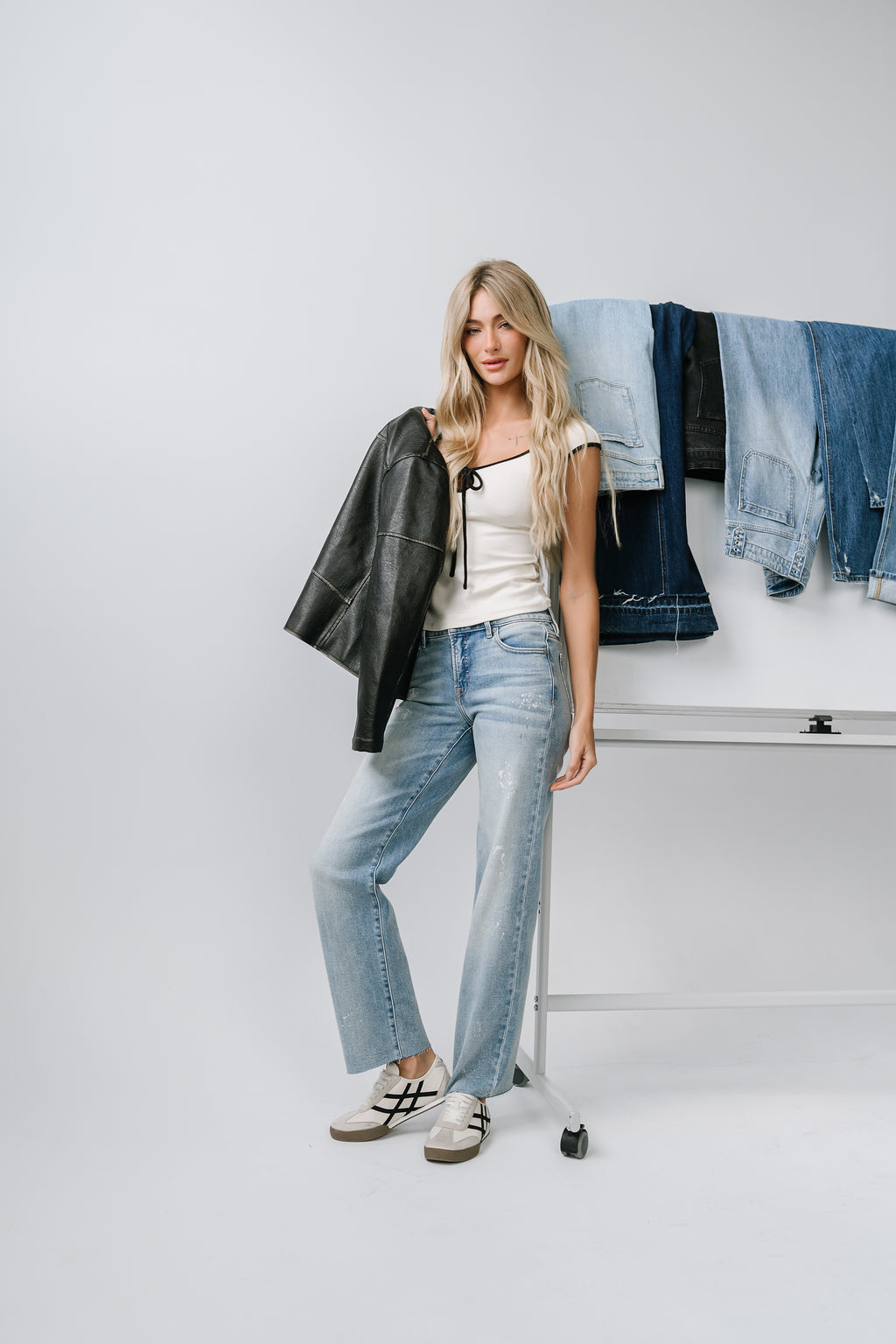 Lara Mid Rise Straight Leg Jeans