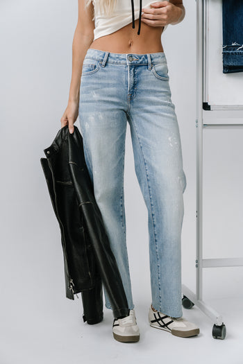 Lara Mid Rise Straight Leg Jeans