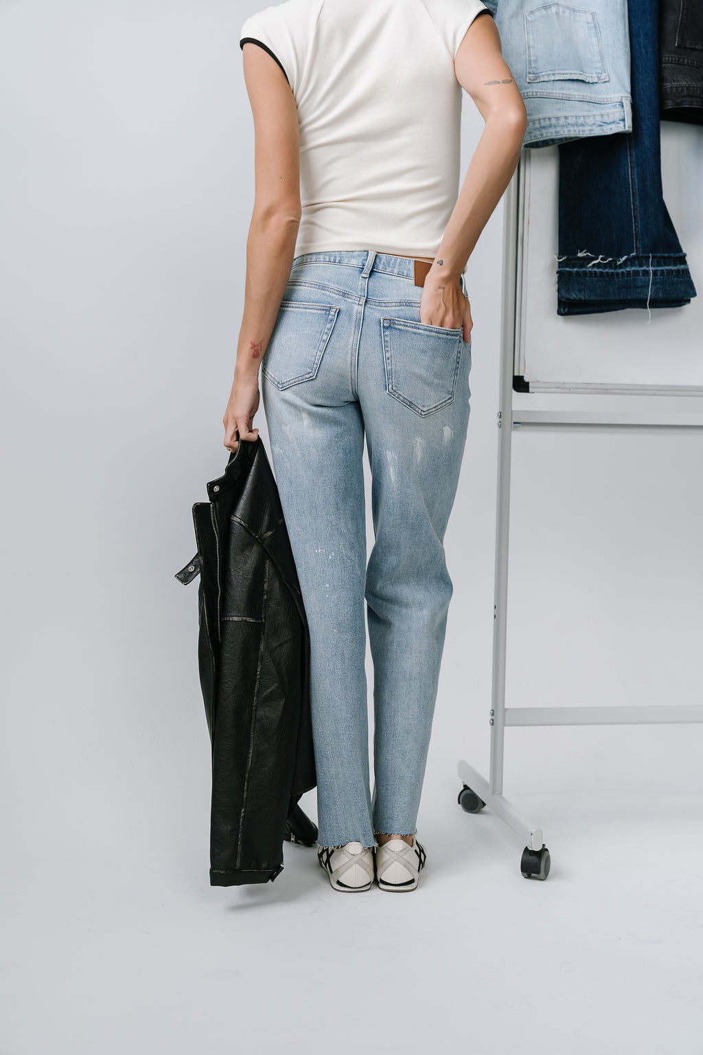 Lara Mid Rise Straight Leg Jeans