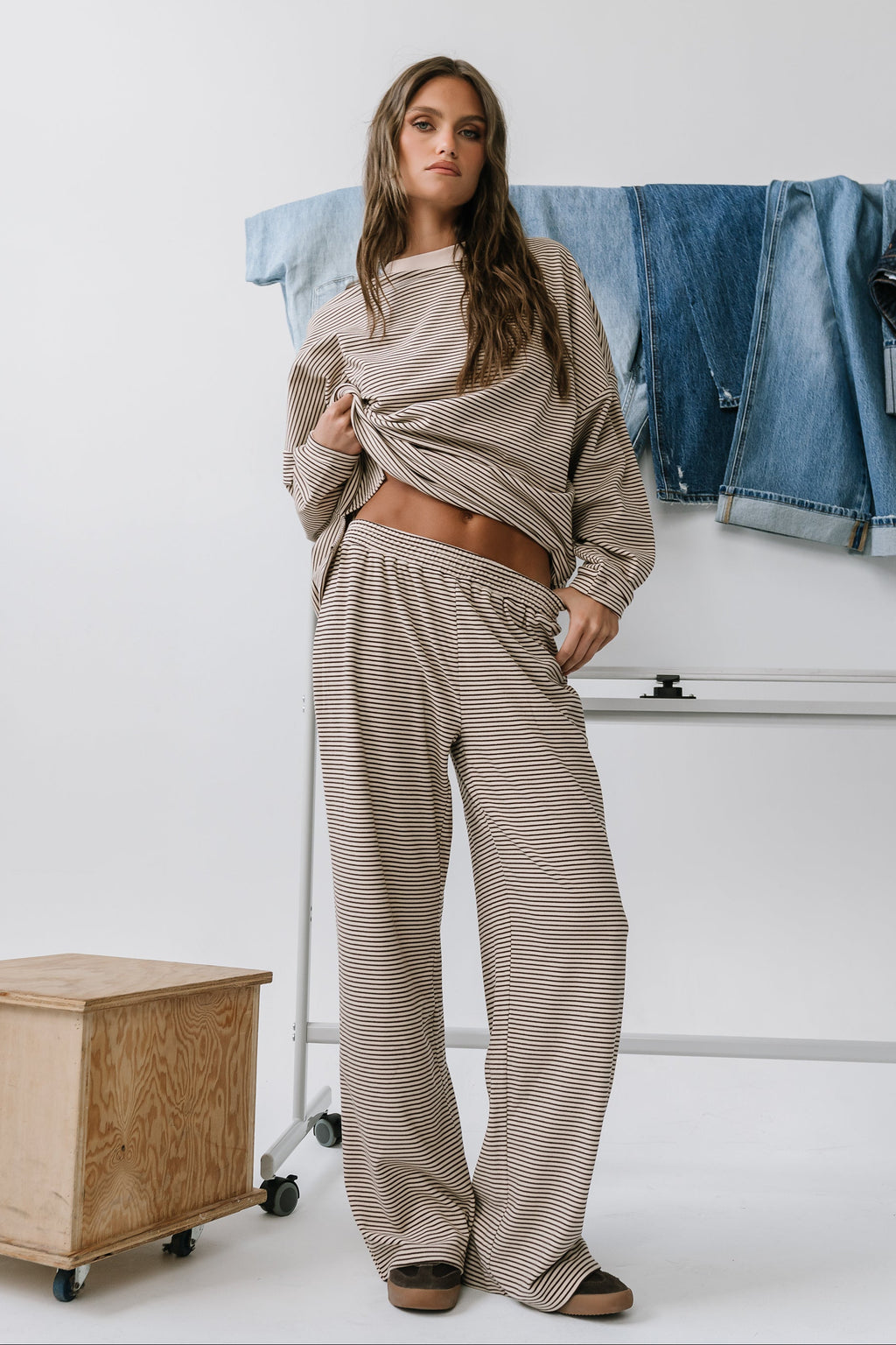 Shelby Striped Pants in Natural