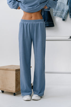 Shelby Striped Pants in Dusty Blue