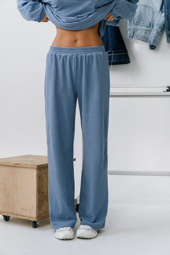 Shelby Striped Pants in Dusty Blue