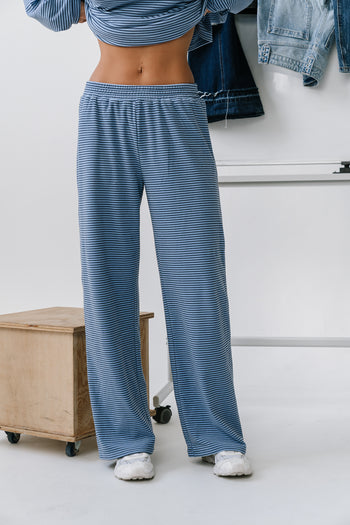Shelby Striped Pants in Dusty Blue