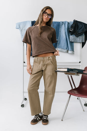 Sophie Raglan Top in Brown