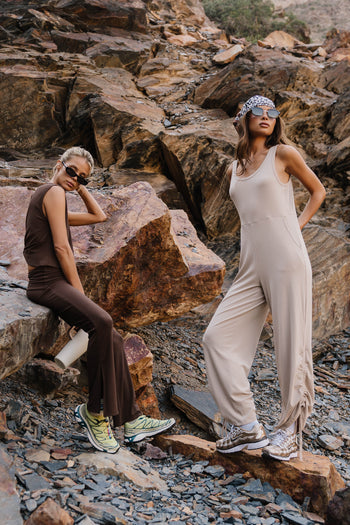Magnolia Ribbed Jumpsuit in Beige
