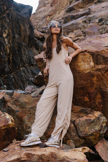 Magnolia Ribbed Jumpsuit in Beige