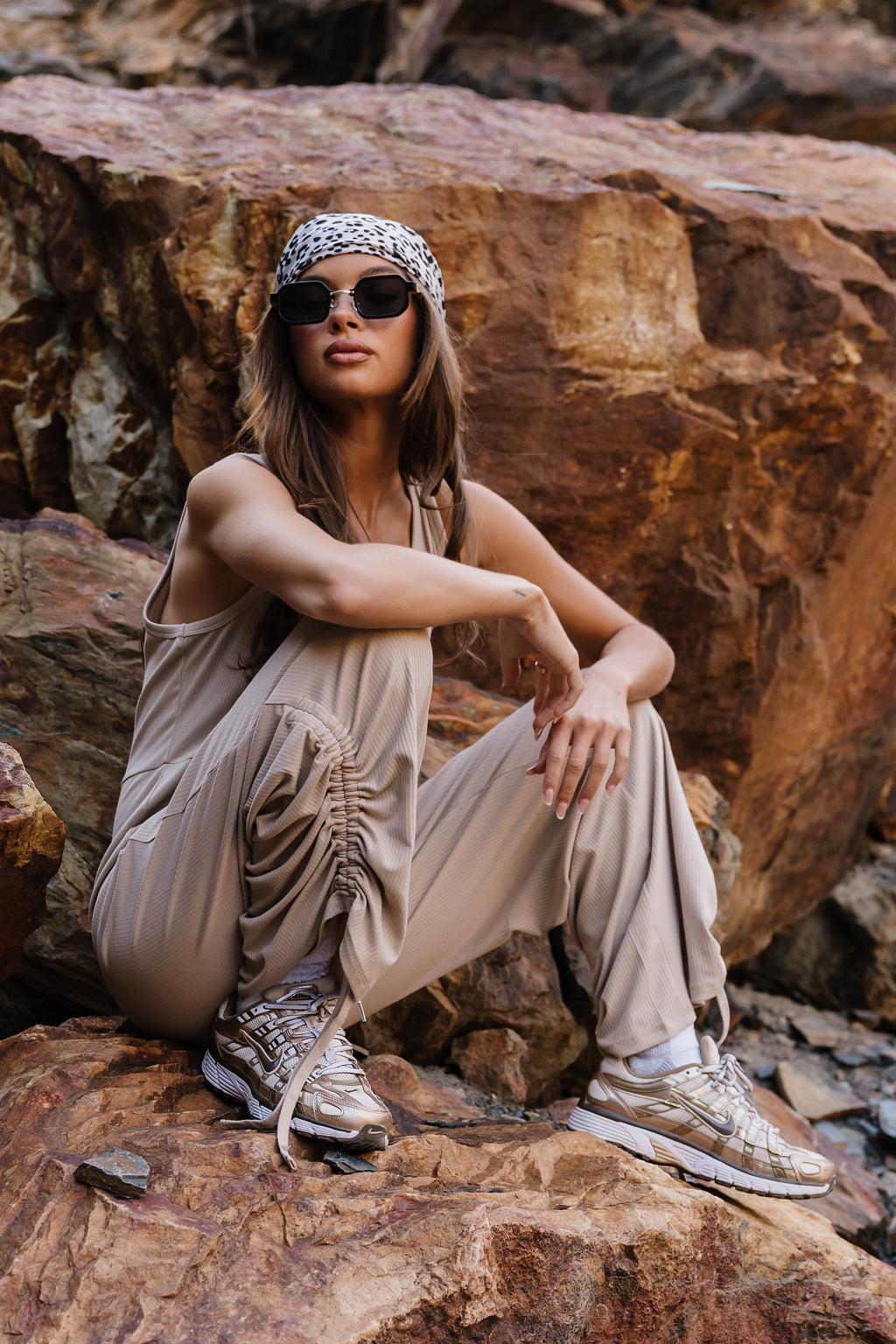 Magnolia Ribbed Jumpsuit in Beige