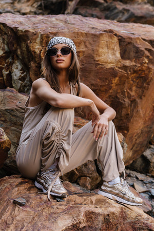 Magnolia Ribbed Jumpsuit in Beige