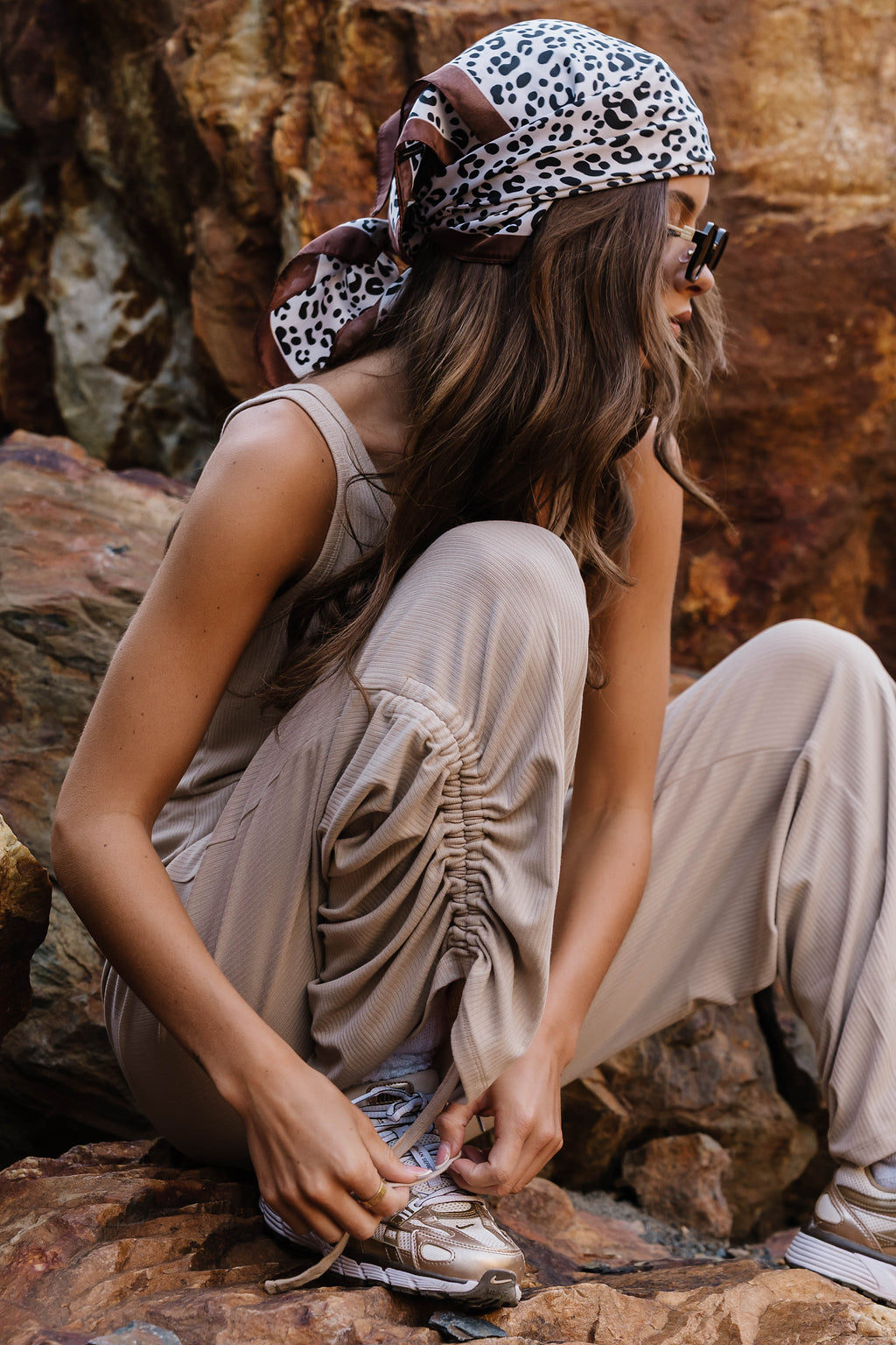 Magnolia Ribbed Jumpsuit in Beige
