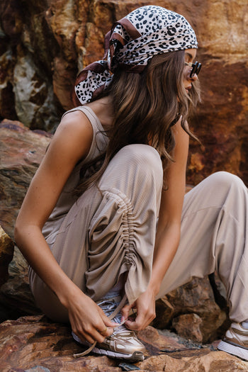 Magnolia Ribbed Jumpsuit in Beige