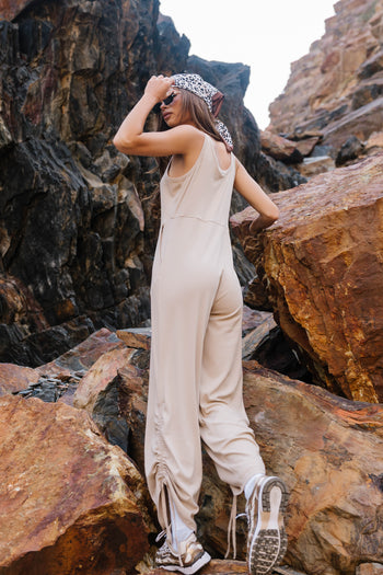 Magnolia Ribbed Jumpsuit in Beige
