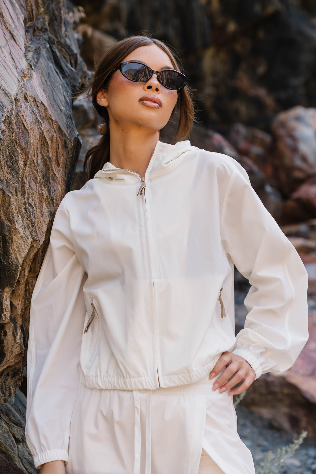 Fern Zip Up in White