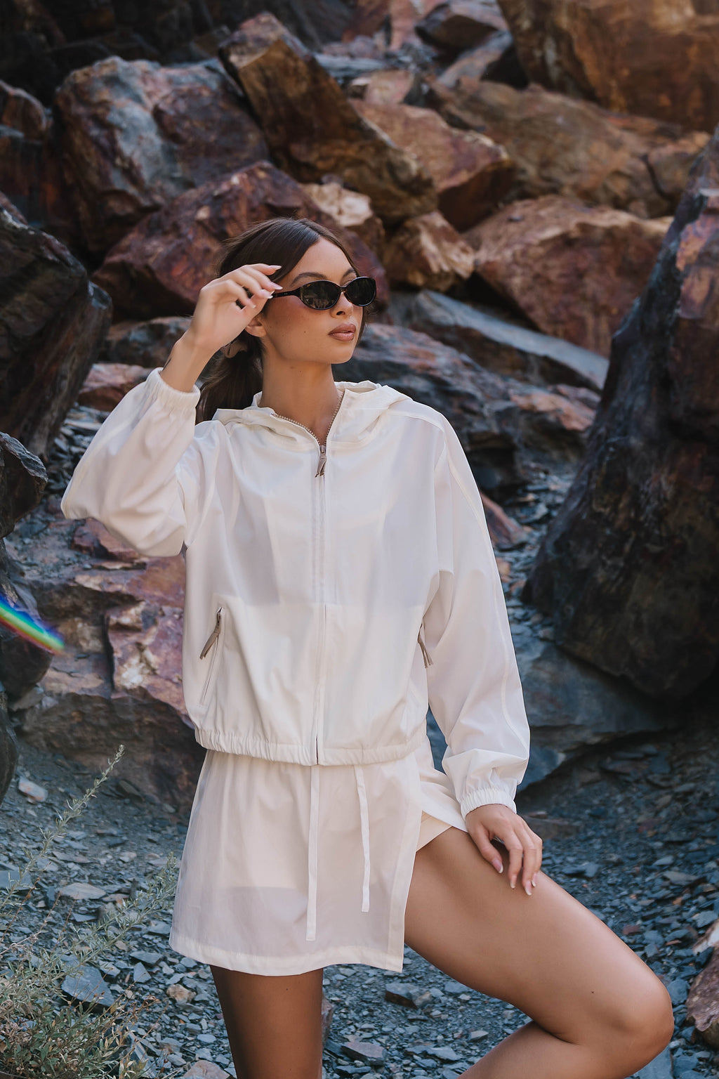 Fern Zip Up in White